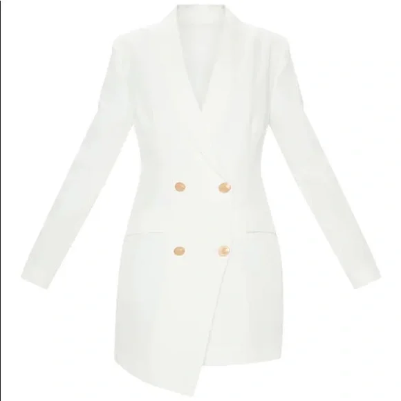 Dresses | Brand New Never Worn White Gold Button Blazer Dress Size 6 |  Poshmark